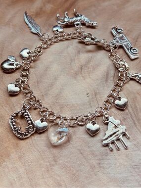 Twilight Saga Silver Link Charm Bracelet Bella Edward Jacob Wolf Vampire New